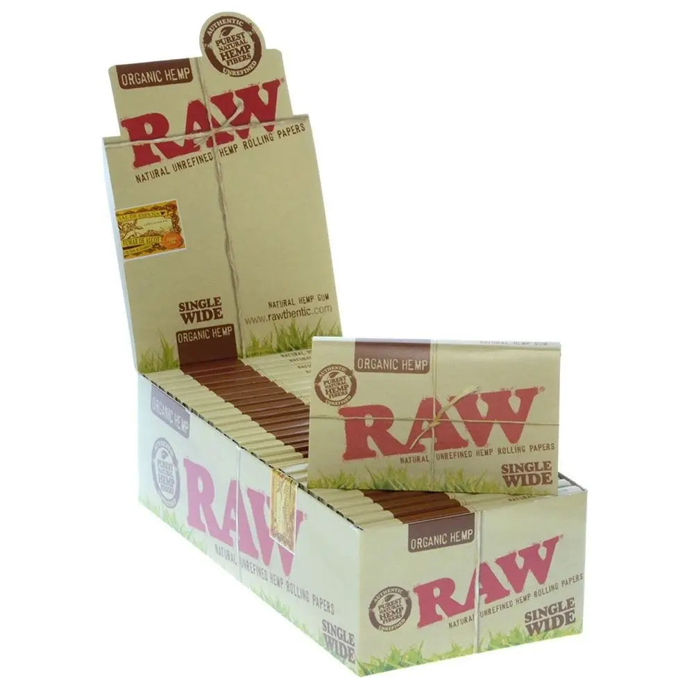 Raw - Organic Hemp - Single Wide Rolling Papers - 25 Pack Per Box - Smoke empire