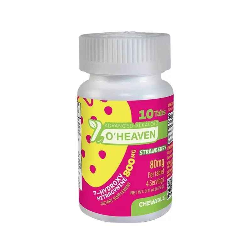 7 O'HEAVEN 7-HYDROXY ADVANCE ALKALOID CHEWABLE TABLETS 10CT 80MG PER TABLET - STRAWBERRY - Smoke empire