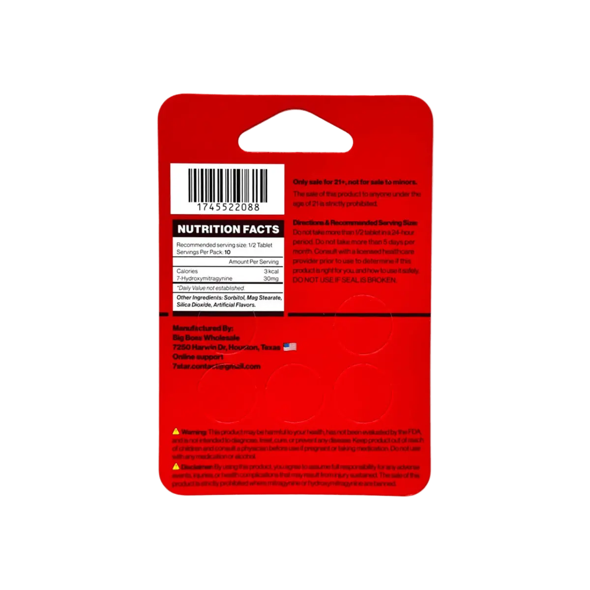 7STAR 7-HYDROXYMITRAGYNINE TABLETS 30MG 5ct - CHERRY - Smoke empire