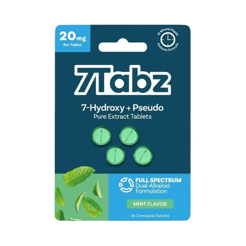 7Tabz Pseudo + 7-Hydroxymitragynine Full Spectrum Dual-Alkaloid Chewable Tablets 4ct 20mg Per Tablet - Smoke empire