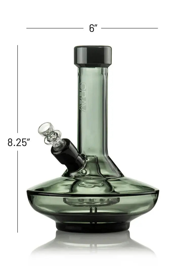 GRAVĀ® Small Wide Base Water Pipe in Smoke with Black Accents - Smoke empire