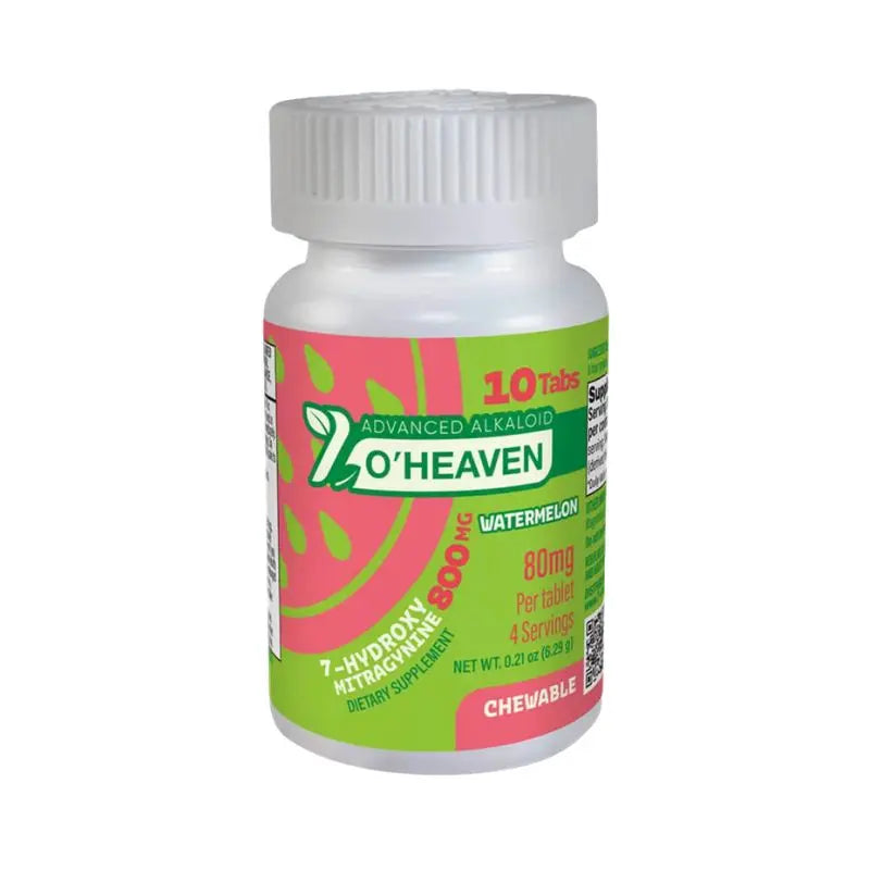 7 O'HEAVEN 7-HYDROXY ADVANCE ALKALOID CHEWABLE TABLETS 10CT 80MG PER TABLET - WATERMELON - Smoke empire