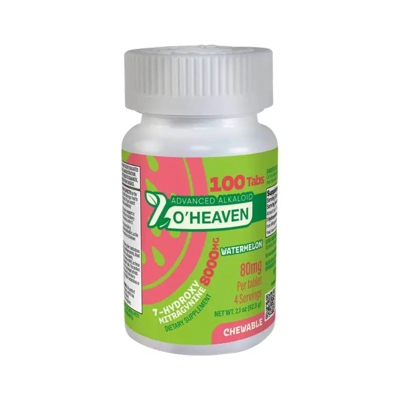 7 O'HEAVEN 7-HYDROXY ADVANCE ALKALOID CHEWABLE TABLETS 100CT 80MG PER TABLET - WATERMELON - Smoke empire