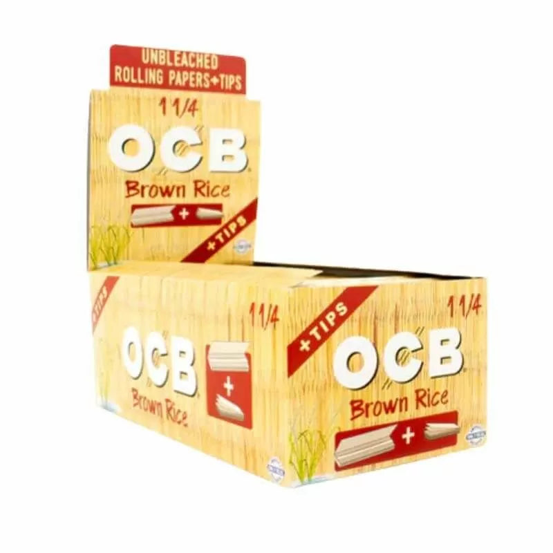 Ocb Brown Rice Paper - Size 1 1/4 With Tips - 24 Booklets Per Box Full Box