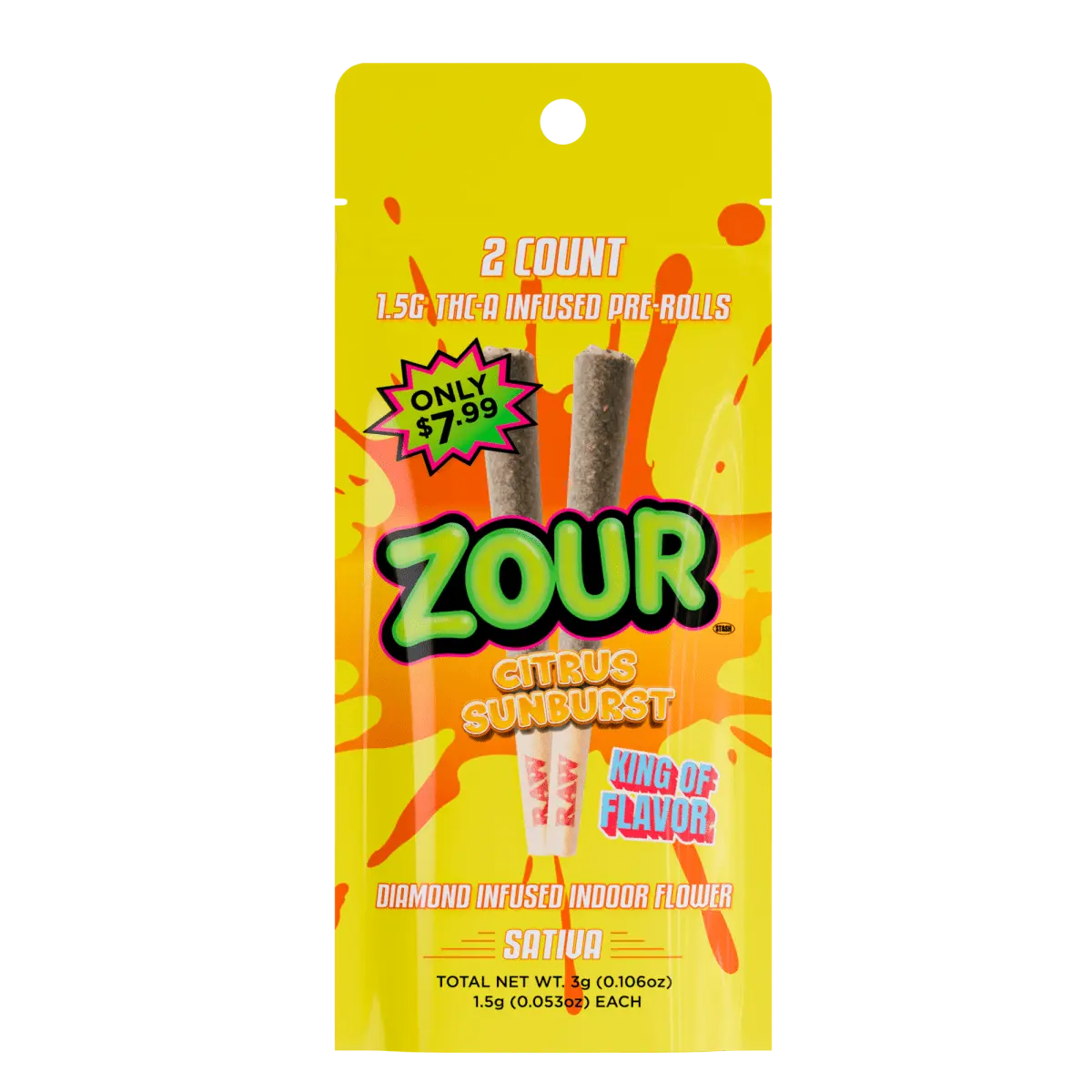 Citrus Sunburst THCA Prerolls 2-Pack | Zour Stash - Smoke empire