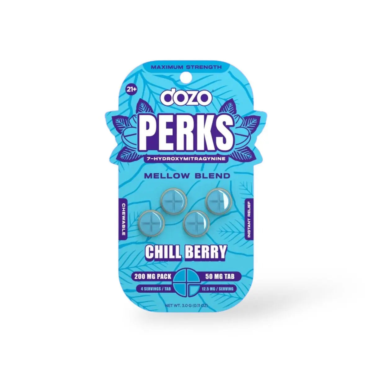 Dozo Perkz Mellow Blend Max Strength 50mg Tablets Chill Berry (4 Pack) | Kratom Empire - Smoke empire