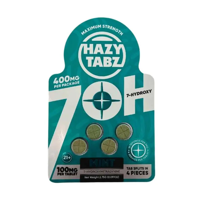 HAZY TABZ 7-HYDROXYMITRAGYNINE MAXIMUM STRENGTH TABLET 4CT 100MG PER TABLET - Smoke empire