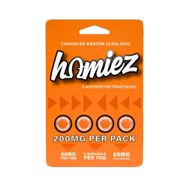 HOMIEZ 7-HYDROXYMITRAGYNINE TABLETS 4CT / 50MG EACH – TANGERINE - Smoke empire