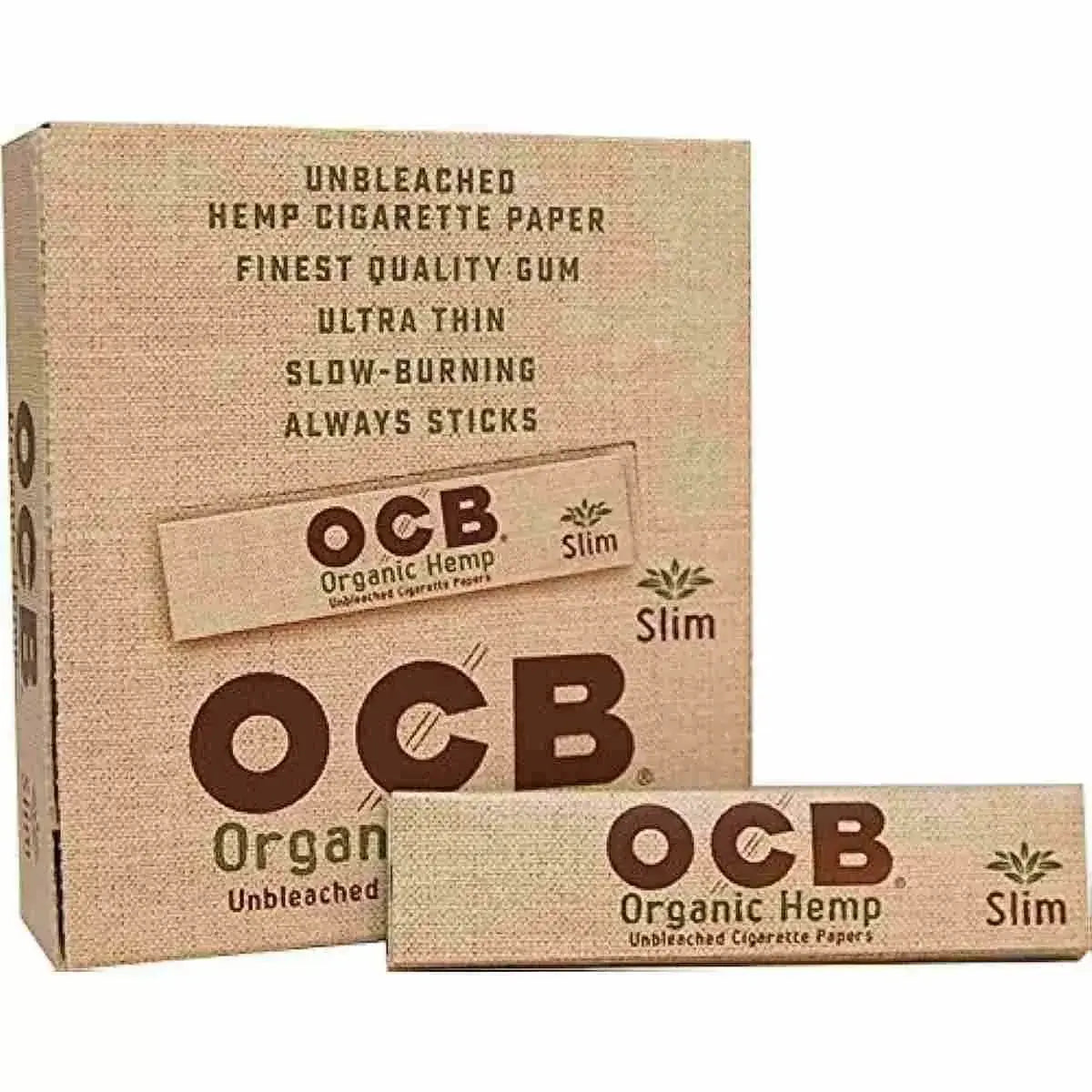 Ocb Organic Hemp Unbleached Paper Slim - Single or 24 Piece Box - Smoke empire