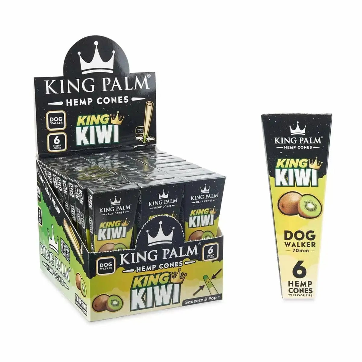 King Palm Hemp Cones - 6 Cones Per Pack - 30 Packs Per Box - King Kiwi Dog Walker - Smoke empire