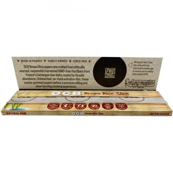 OCB Brown Rice paper - 1 1/4 Size Rolling Paper - 24 Packs Per Display - Smoke empire