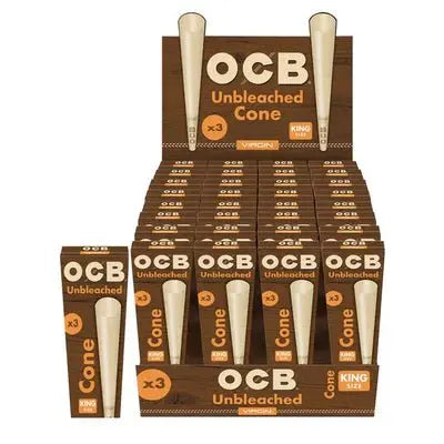 Ocb Virgin Unbleached Cones Box of - 32 Count - 3 Packs King Size - Smoke empire
