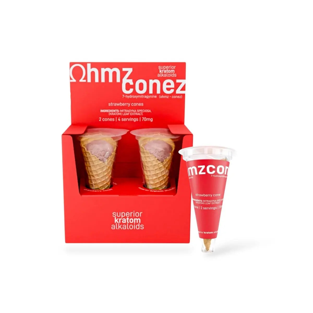 OHMZ Conez 7-hydroxymitragynine Strawberry Cones 70mg (2 cones) - Smoke empire