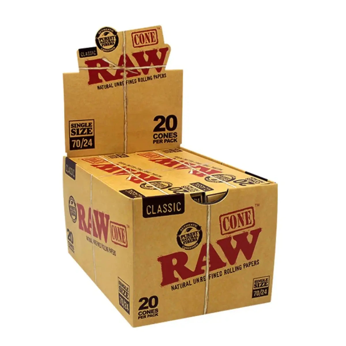 Raw Classic Cones 70mm-24mm - 20 Count Per Pack - 12 Packs Per Display - Smoke empire