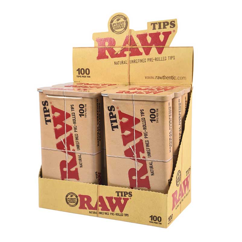 RAW Pre Rolled Tips 1 Tin or Display of 6 Tin - Smoke empire