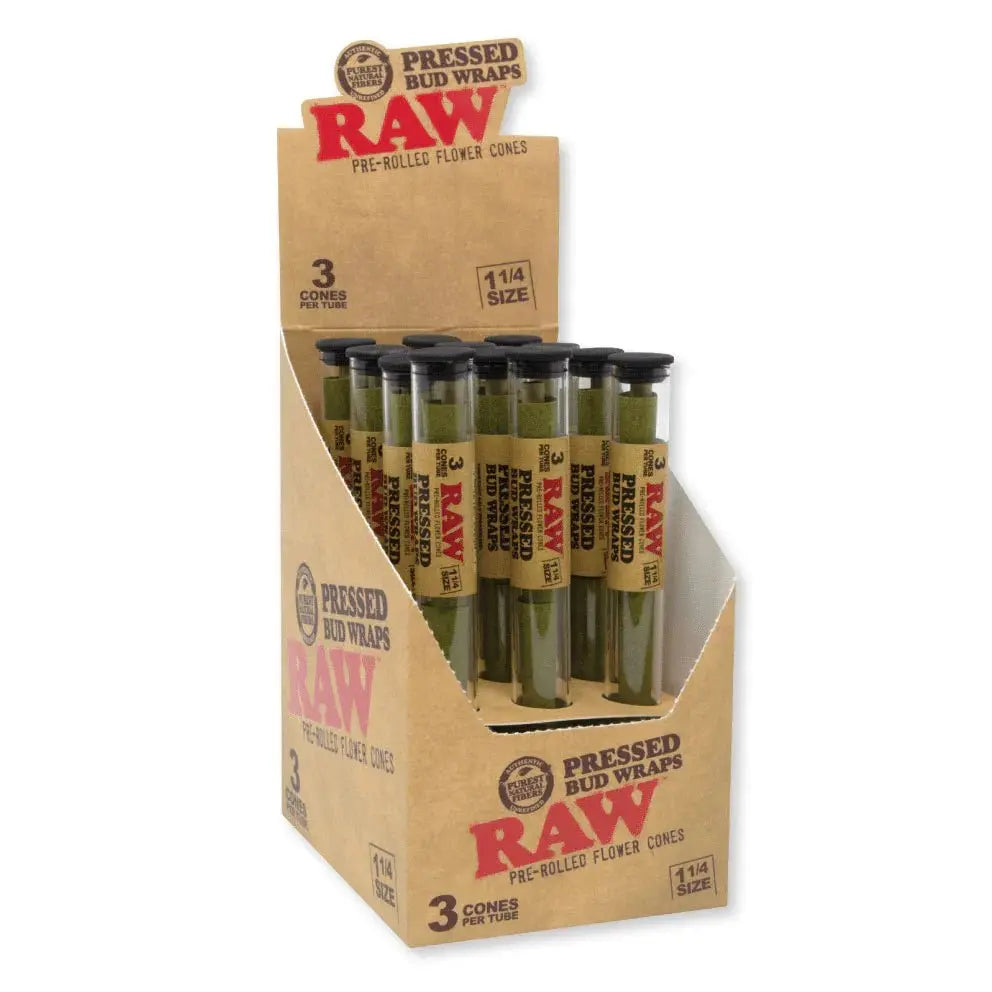 RAW Pressed Bud Wraps 1 1/4 Size Pre Rolled Flower Cones - Smoke empire