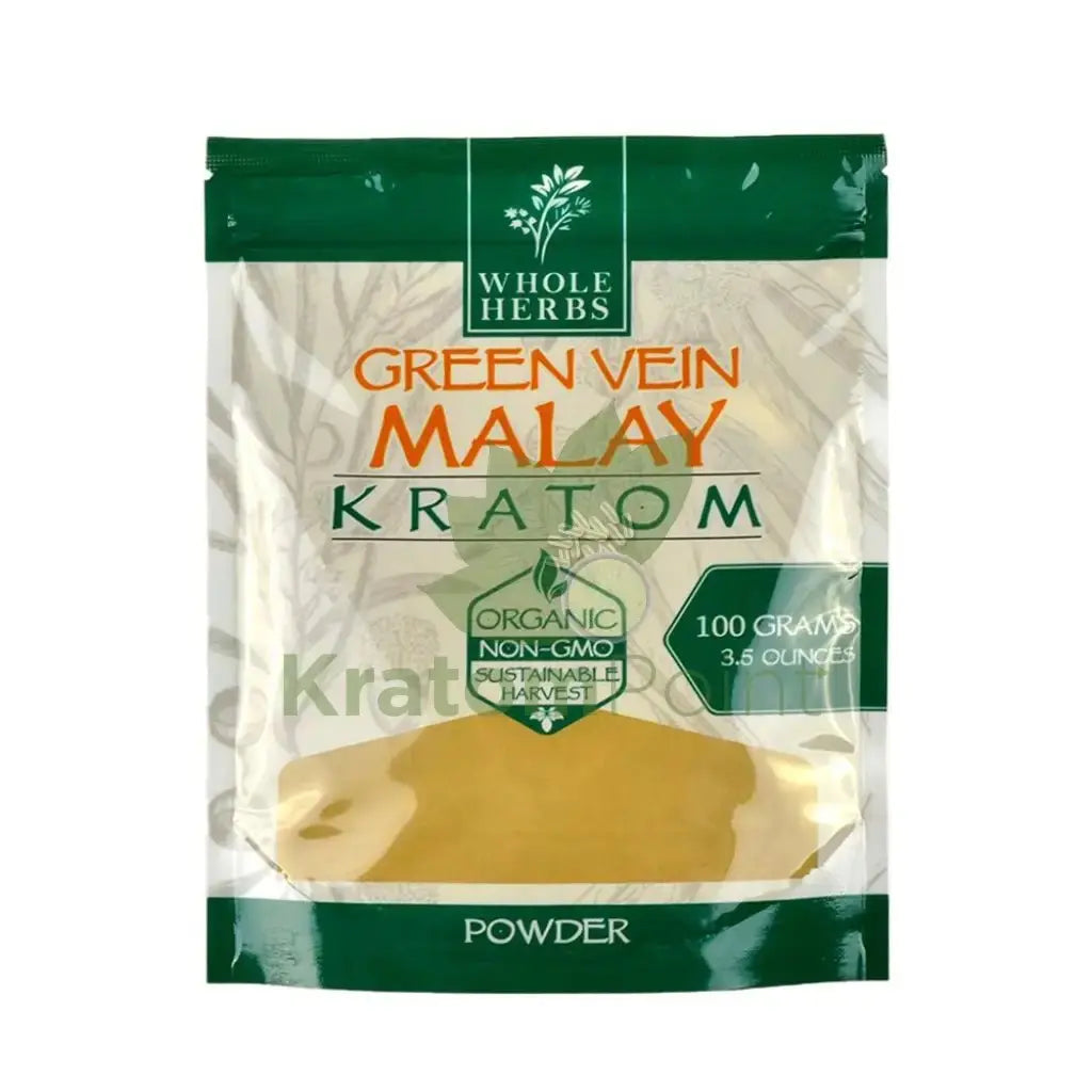 Whole Herbs Kratom, 3.5oz Green Vein Malay Powder - Smoke empire