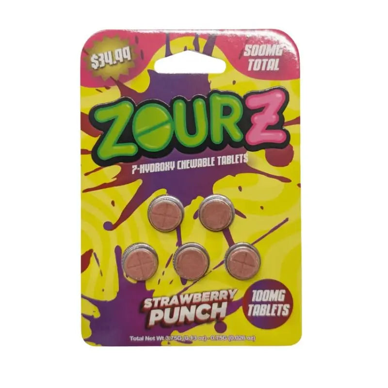 ZOURZ 7-HYDROXYMITRAGYNINE CHEWABLE TABLETS 5CT 100MG PER TABLET - Smoke empire