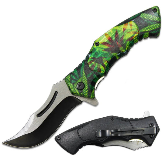 420 Hunter –4.5' Cannabis-Themed Pocket Knife-Light Green - Smoke empire