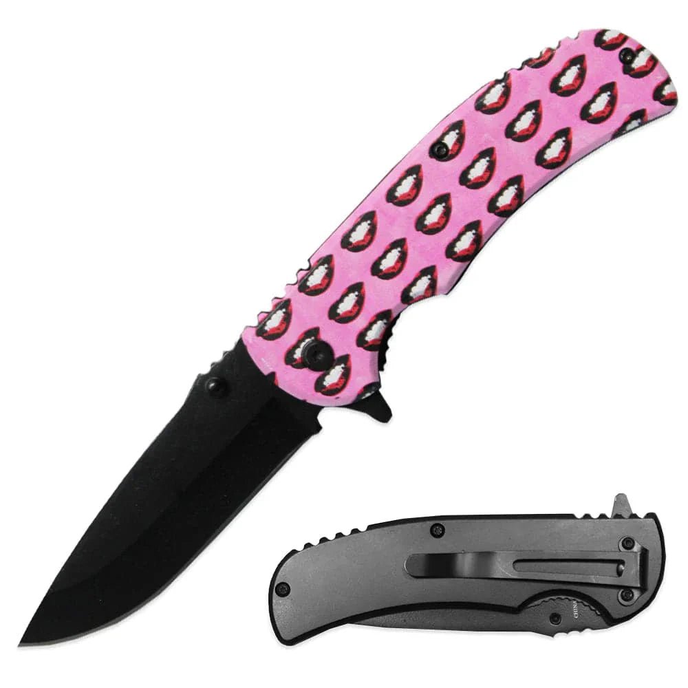 4.5' Assist-Open Folding Knife with Contemporary Art Metal Handle - Smoke empire
