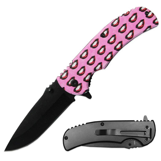 4.5' Assist-Open Folding Knife with Contemporary Art Metal Handle - Smoke empire