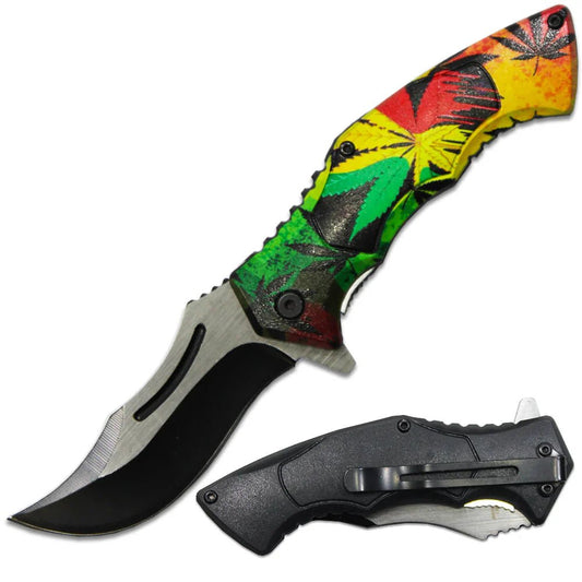 4.5' Jamaican Spirit  Tactical Folding Knife W/ belt clip - Smoke empire