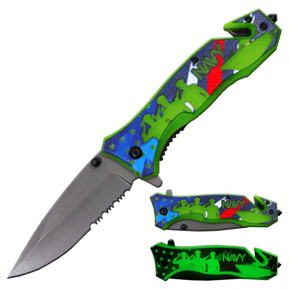 4.5' Navy Assist-Open Rescue Knife with Luminous Grip - Smoke empire
