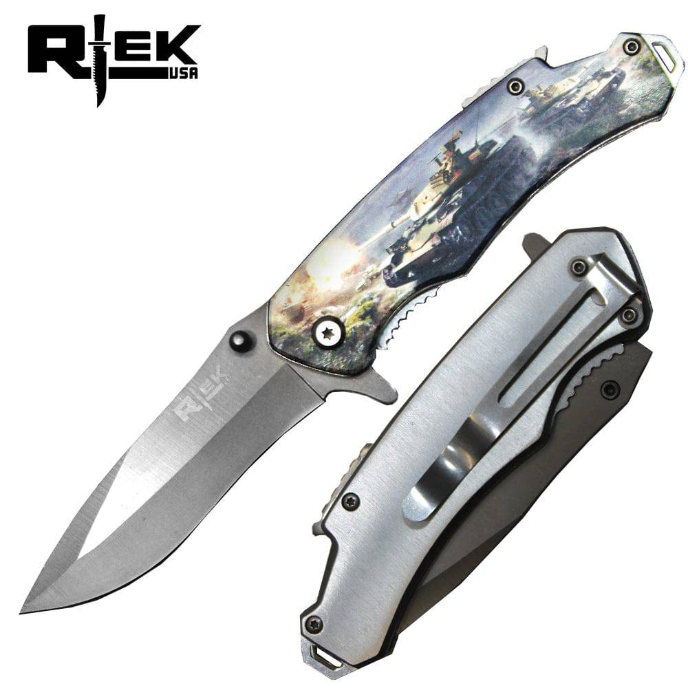 4.5' RTEK Tactical Serviceman Folding Knife w/ Belt Clip - Smoke empire