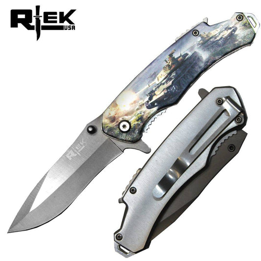 4.5' RTEK Tactical Serviceman Folding Knife w/ Belt Clip - Smoke empire