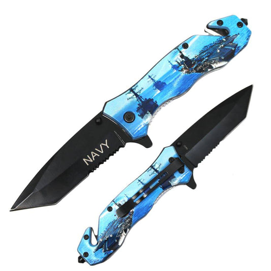 4.5' Tactical Navy Aircraft Knife - Smoke empire
