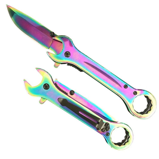 5' Iridescent Multi-Tool Folding Knife - Smoke empire