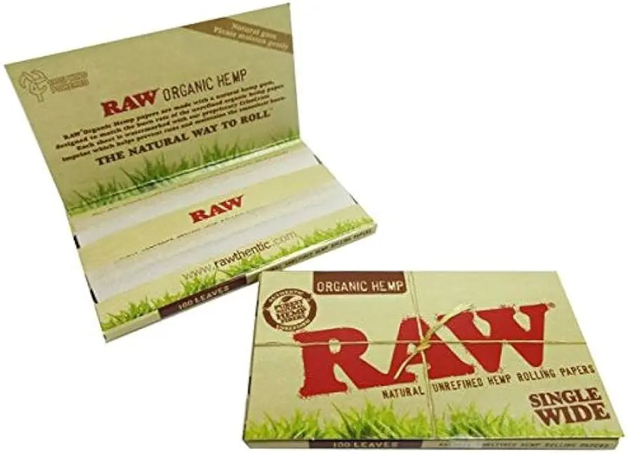 Raw - Organic Hemp - Single Wide Rolling Papers - 25 Pack Per Box - Smoke empire