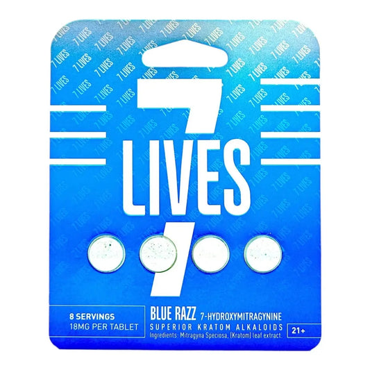 7 Lives 7-Hydroxymitragynine Extract Tablets - Blue Razz - 4 Count (18mg Each) - Smoke empire