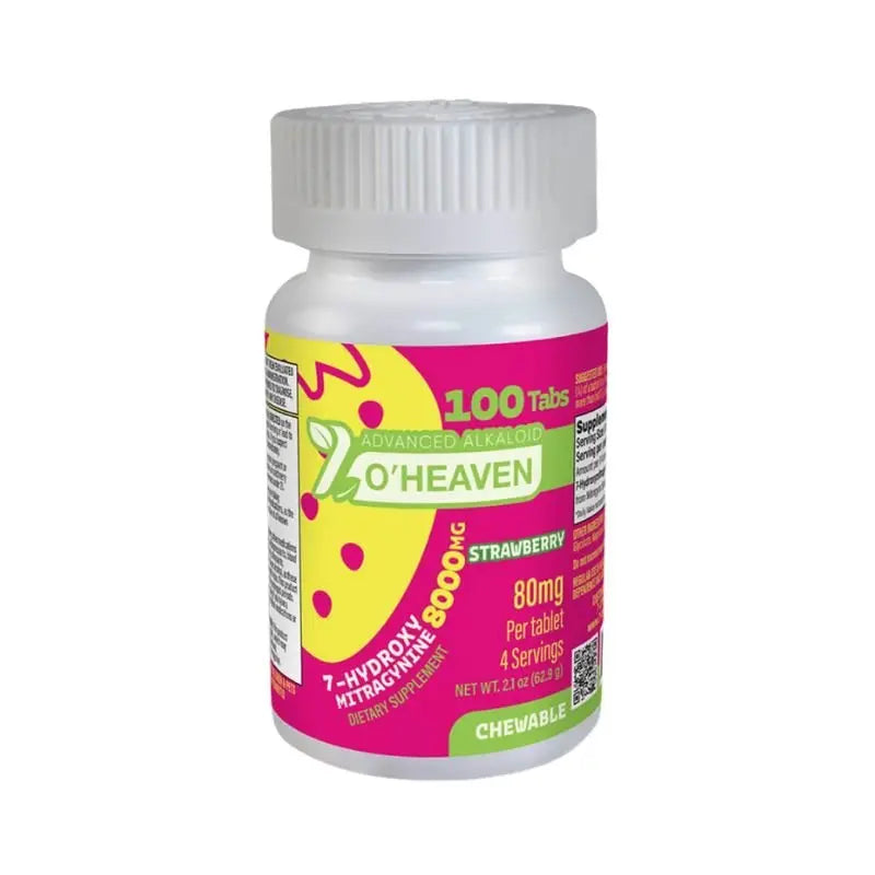 7 O'HEAVEN 7-HYDROXY ADVANCE ALKALOID CHEWABLE TABLETS 100CT 80MG PER TABLET - STRAWBERRY - Smoke empire