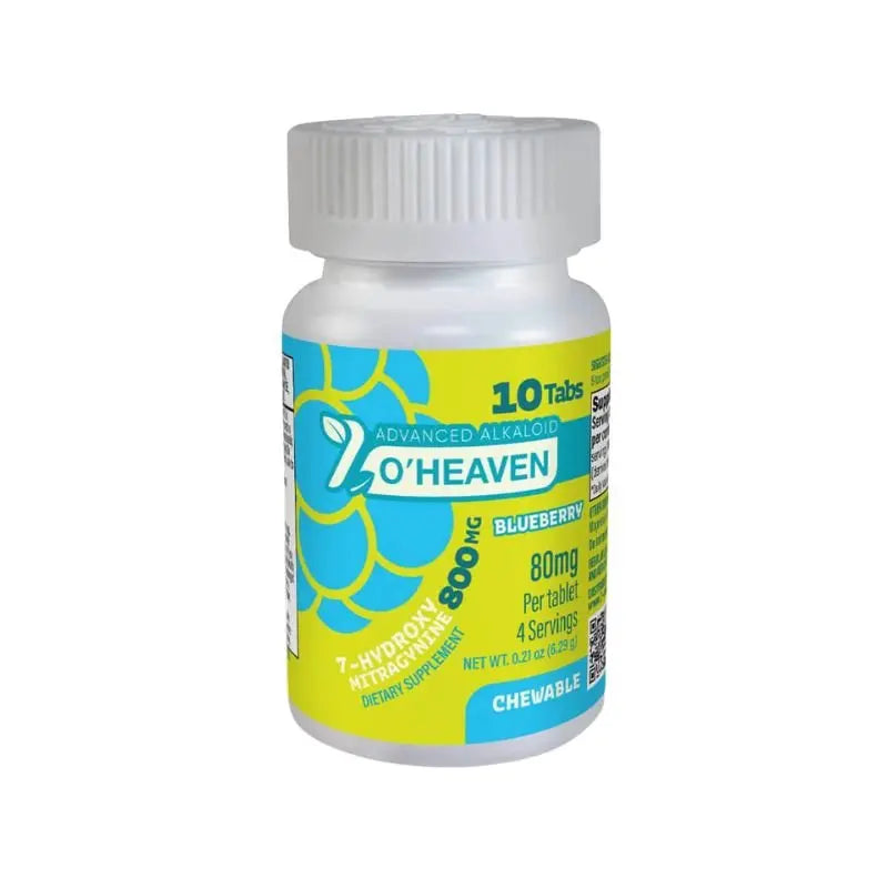 7 O'HEAVEN 7-HYDROXY ADVANCE ALKALOID CHEWABLE TABLETS 10CT 80MG PER TABLET - BLUEBERRY - Smoke empire