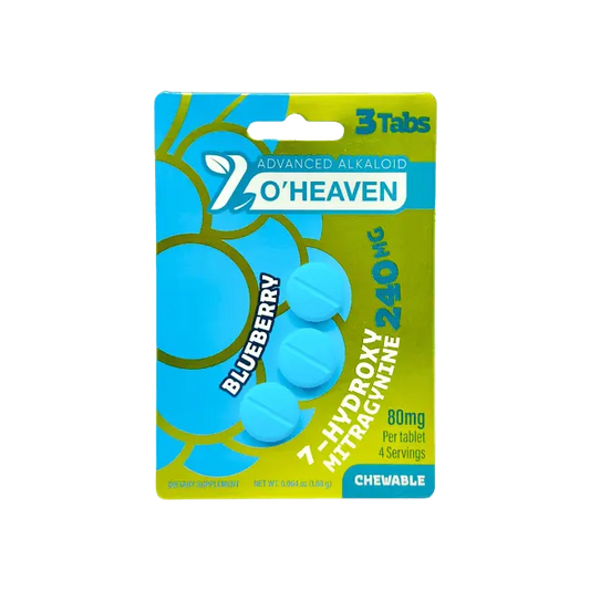 7 O’HEAVEN 7-HYDROXYMITRAGYNINE TABLETS 3CT / 240MG (80MG EACH) – BLUEBERRY - Smoke empire