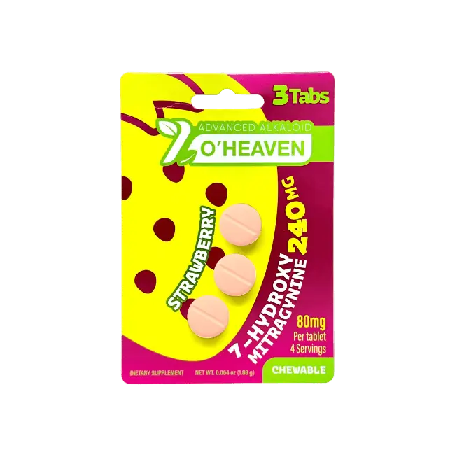7 O’HEAVEN 7-HYDROXYMITRAGYNINE TABLETS 3CT / 240MG (80MG EACH) – STRAWBERRY - Smoke empire