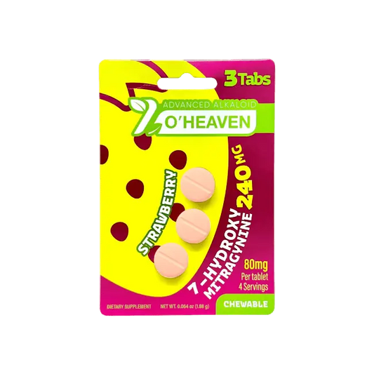 7 O’HEAVEN 7-HYDROXYMITRAGYNINE TABLETS 3CT / 240MG (80MG EACH) – STRAWBERRY - Smoke empire