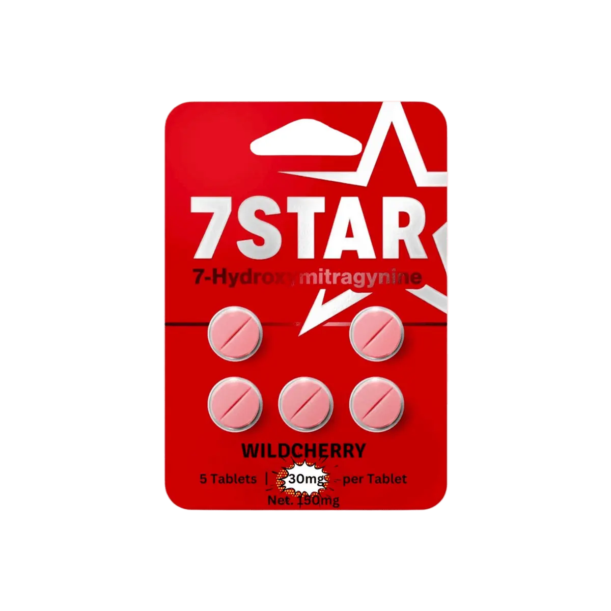 7STAR 7-HYDROXYMITRAGYNINE TABLETS 30MG 5ct - CHERRY - Smoke empire
