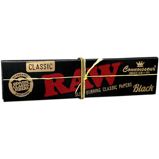 Raw - Classic Black King Size Slim Tips Connoisseur - 24 Counts Per Box Single Pack