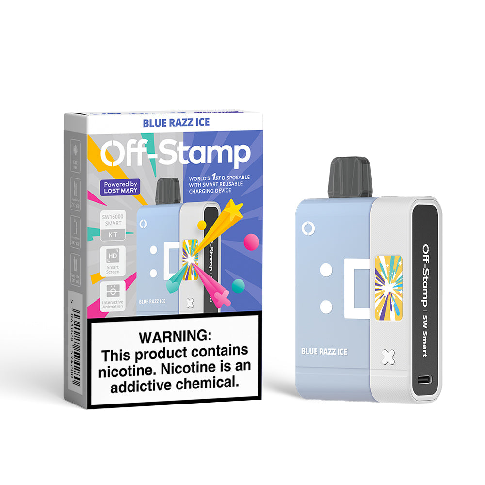 Off-Stamp SW16000 Disposable KIT Powered By LOST MARY – 16000 Puffs Blue Razz Ice