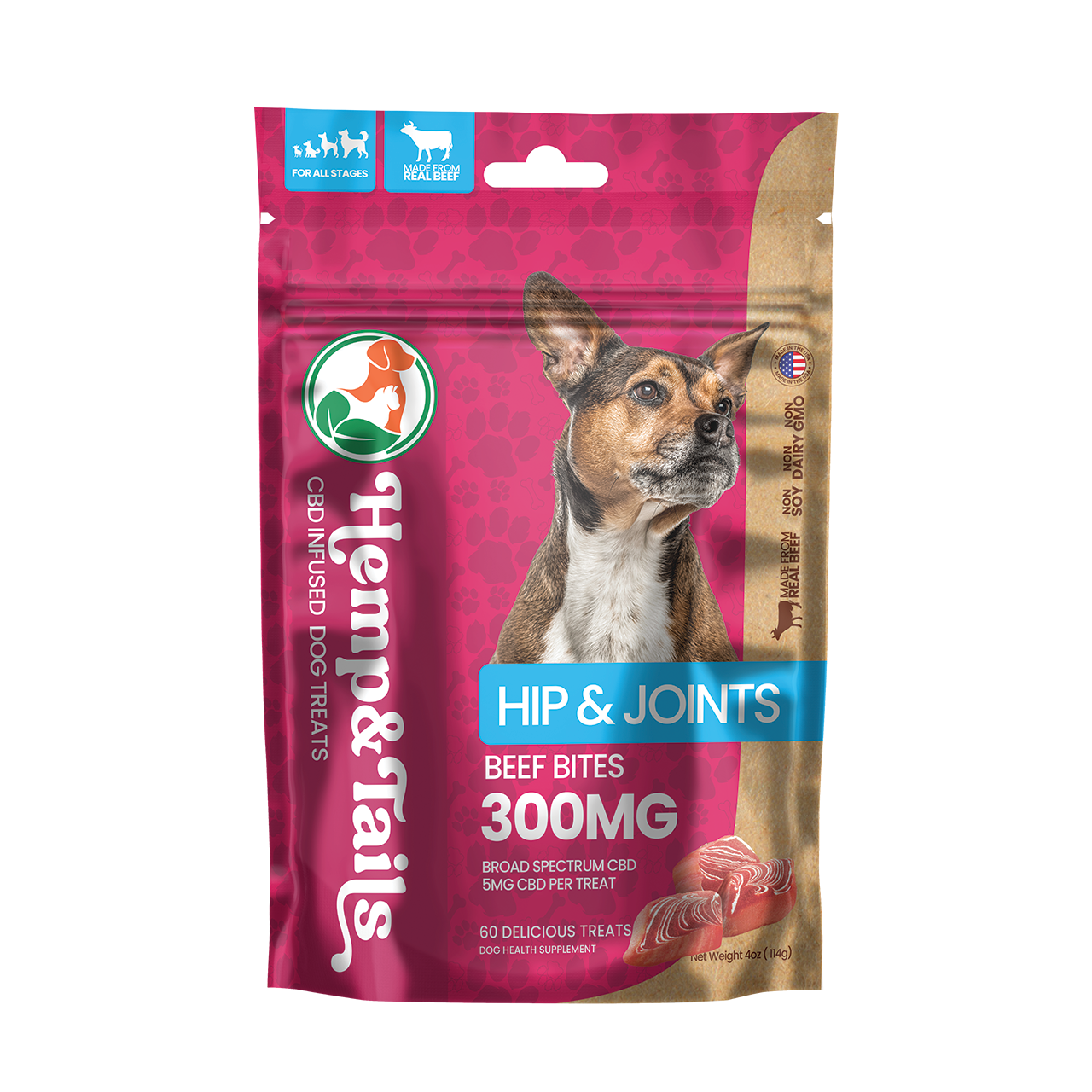 AGFN CBD 300mg 60ct Pet Treats Hip & Joint Beef Bites - Dog