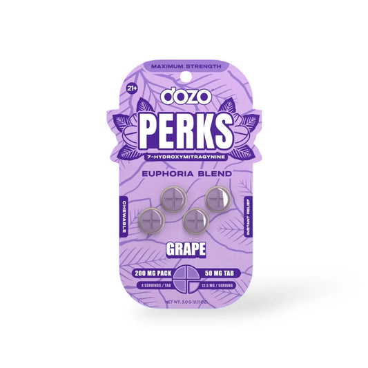 Dozo Perkz Euphoria Blend Max Strength 50mg Tablets Grape (4 Pack) | Kratom Empire - Smoke empire
