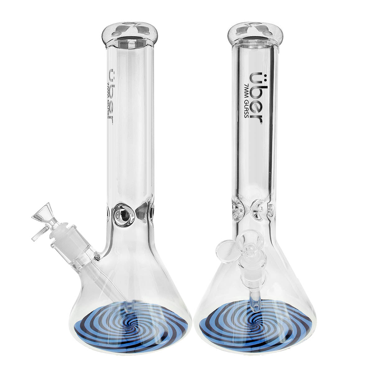 Uber GOG 15" (50x7mm) Ice Pinch Beaker w/ swirls Blue Swirls