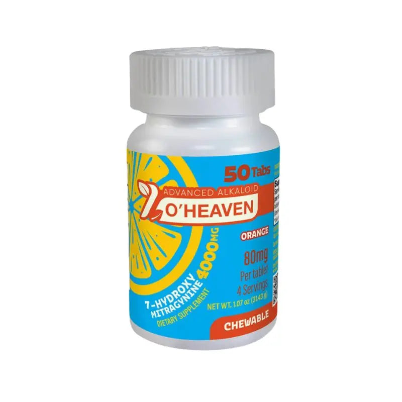 7 O'HEAVEN 7-HYDROXY ADVANCE ALKALOID CHEWABLE TABLETS 50CT 80MG PER TABLET - ORANGE - Smoke empire