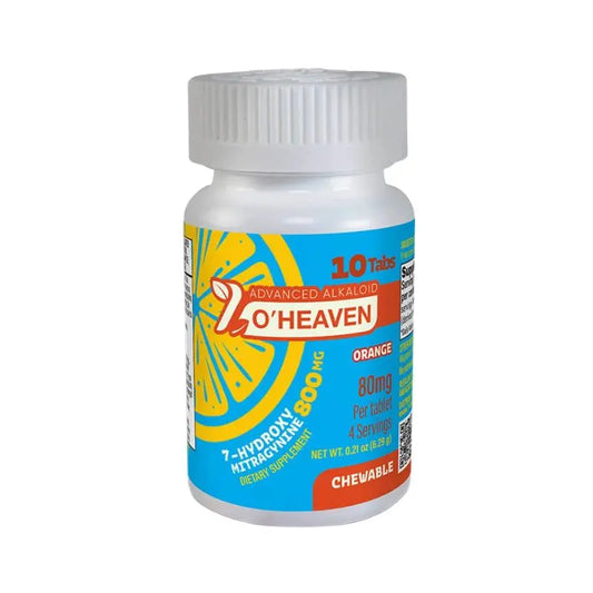 7 O'HEAVEN 7-HYDROXY ADVANCE ALKALOID CHEWABLE TABLETS 10CT 80MG PER TABLET - ORANGE - Smoke empire