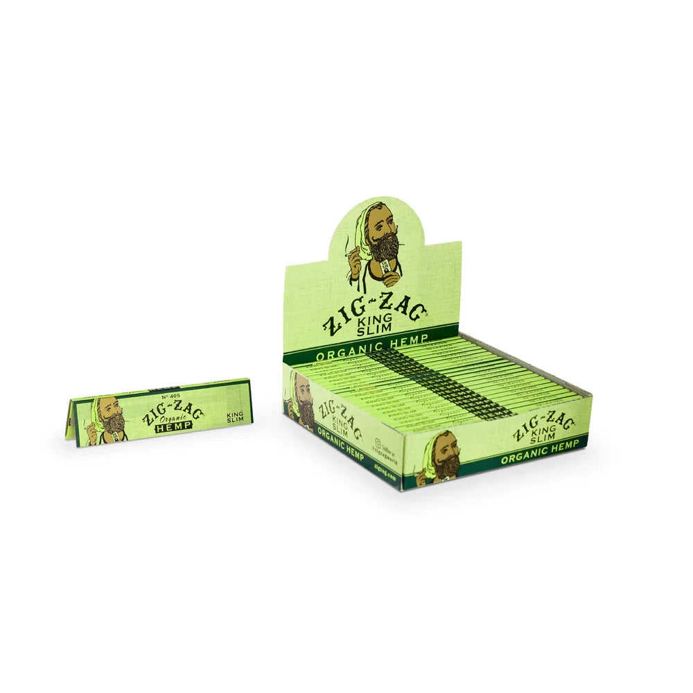 Zig Zag Ultra Thin Unbleached Natural Gum Arabic Organic Hemp - 24 In Box Full Box King Slim