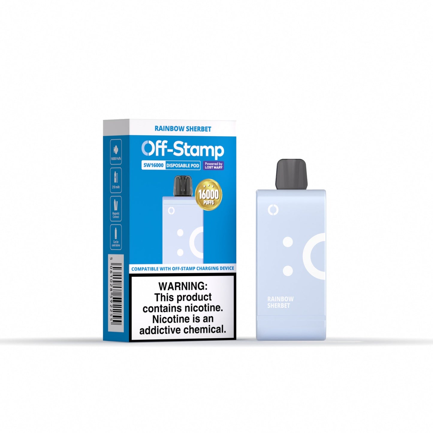 Off-Stamp SW16000 Disposable Pod Powered By LOST MARY – 16000 Puffs Rainbow Sherbet