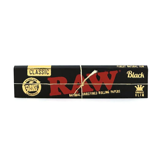Raw Black King Size Slim Classic Rolling Paper 32 Leaves Per Pack - 50 Packs Per Box Single Pack