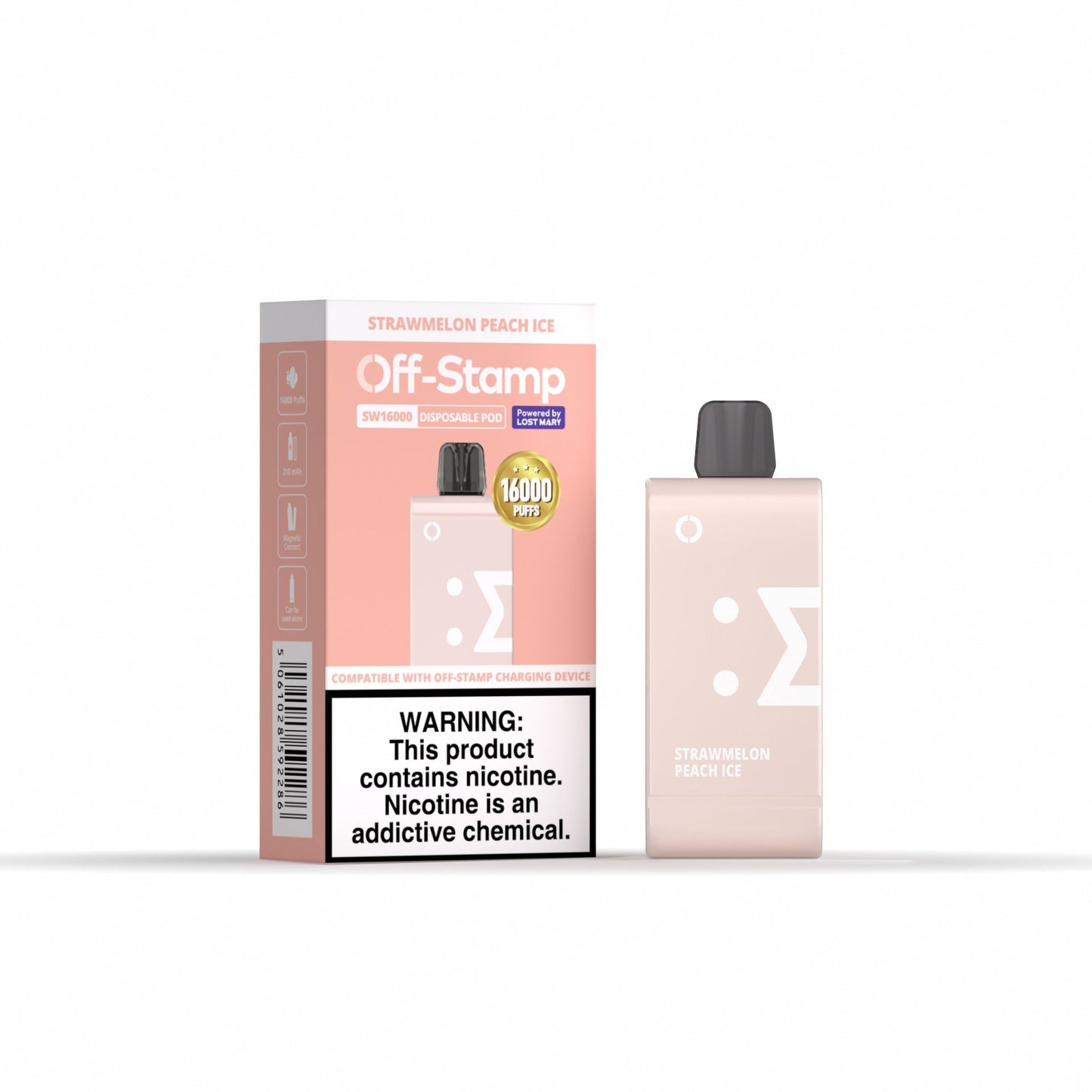 Off-Stamp SW16000 Disposable Pod Powered By LOST MARY – 16000 Puffs Strawmelon Peach Ice